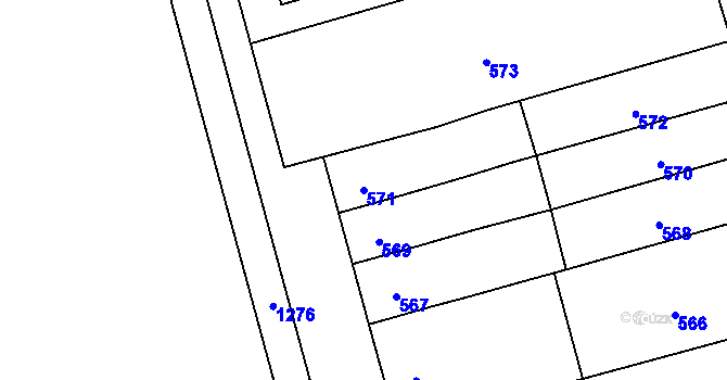 Parcela st. 571 v KÚ Bochoř, Katastrální mapa