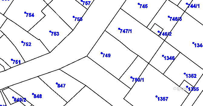 Parcela st. 749 v KÚ Bochoř, Katastrální mapa