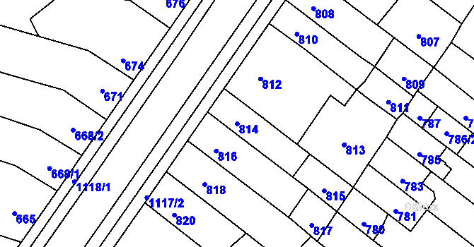 Parcela st. 814 v KÚ Bochoř, Katastrální mapa