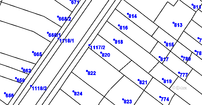 Parcela st. 820 v KÚ Bochoř, Katastrální mapa