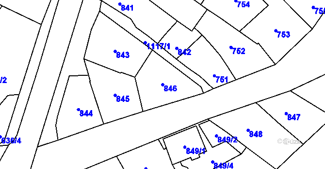 Parcela st. 846 v KÚ Bochoř, Katastrální mapa