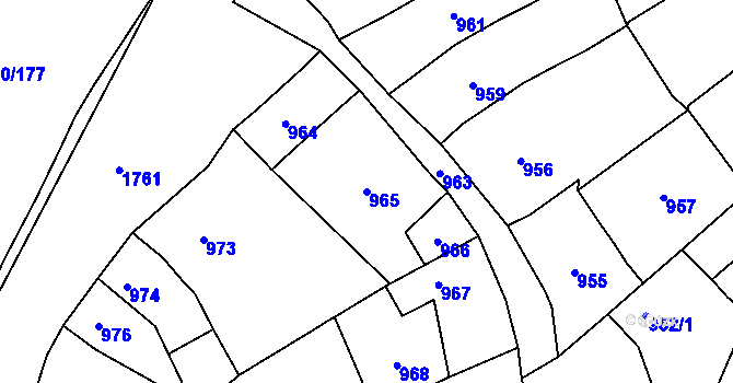 Parcela st. 965 v KÚ Bochoř, Katastrální mapa