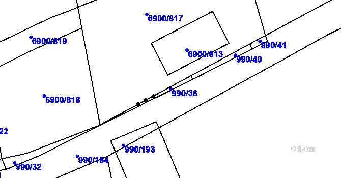 Parcela st. 990/36 v KÚ Bochoř, Katastrální mapa