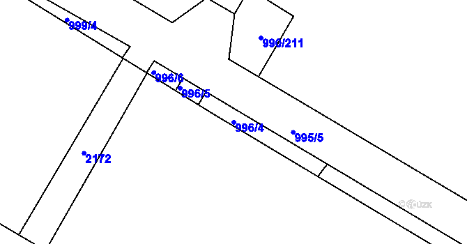 Parcela st. 996/4 v KÚ Bochoř, Katastrální mapa