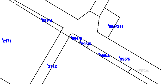 Parcela st. 996/5 v KÚ Bochoř, Katastrální mapa
