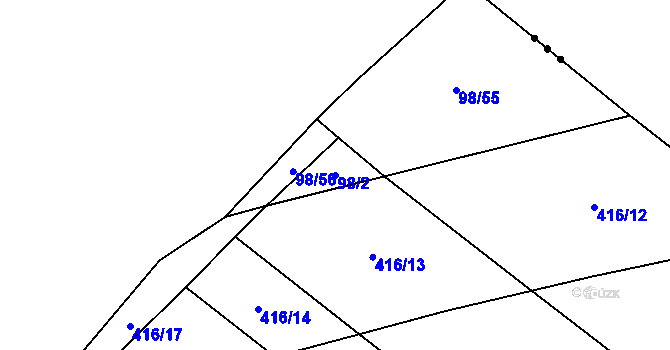 Parcela st. 98/2 v KÚ Věžky u Přerova, Katastrální mapa