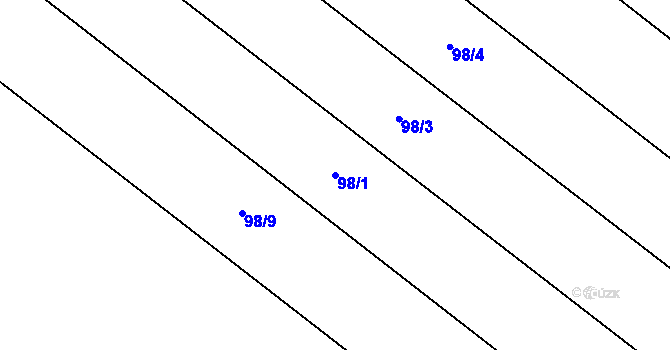 Parcela st. 98/1 v KÚ Věžky u Přerova, Katastrální mapa