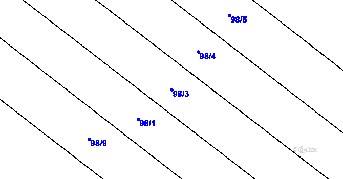 Parcela st. 98/3 v KÚ Věžky u Přerova, Katastrální mapa