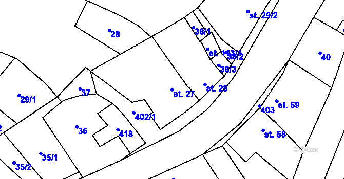 Parcela st. 27 v KÚ Věžky u Přerova, Katastrální mapa