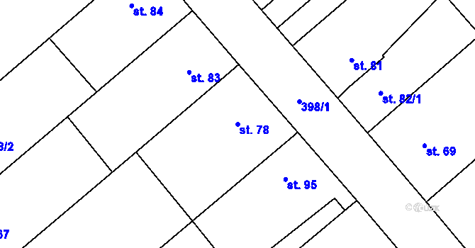 Parcela st. 78 v KÚ Věžky u Přerova, Katastrální mapa