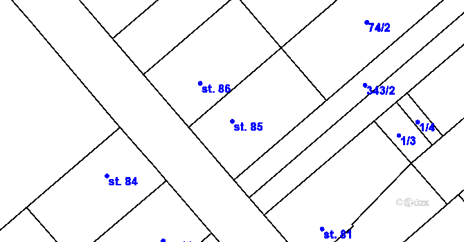 Parcela st. 85 v KÚ Věžky u Přerova, Katastrální mapa