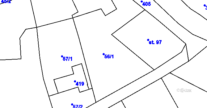 Parcela st. 56/1 v KÚ Věžky u Přerova, Katastrální mapa