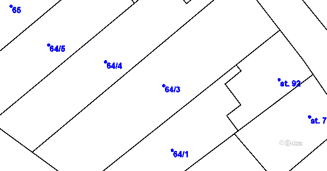 Parcela st. 64/3 v KÚ Věžky u Přerova, Katastrální mapa
