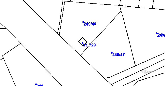 Parcela st. 729 v KÚ Bochov, Katastrální mapa