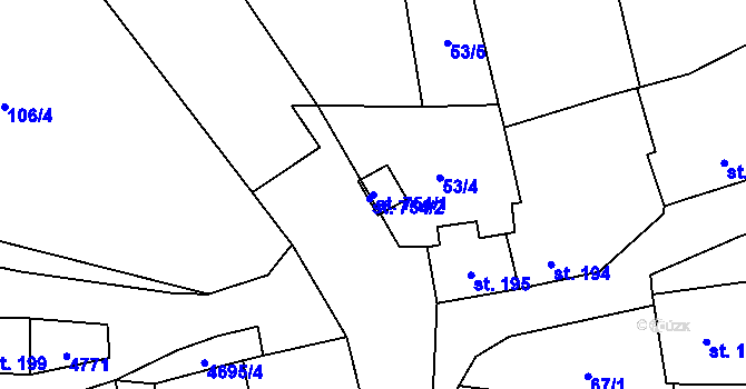 Parcela st. 754/1 v KÚ Bochov, Katastrální mapa