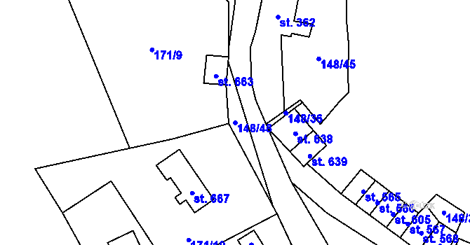 Parcela st. 148/48 v KÚ Bochov, Katastrální mapa
