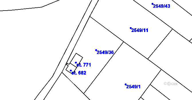Parcela st. 2549/36 v KÚ Bochov, Katastrální mapa