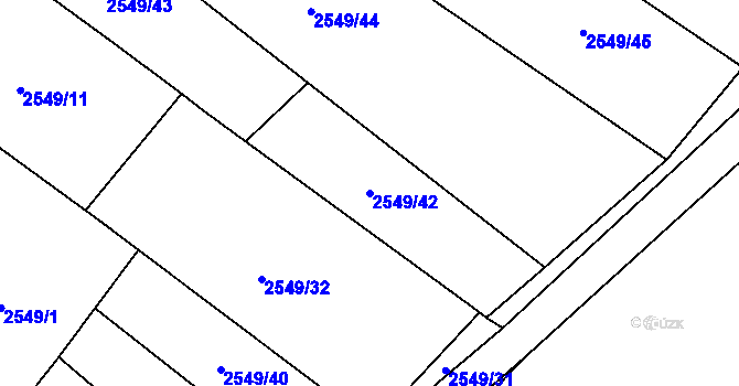 Parcela st. 2549/42 v KÚ Bochov, Katastrální mapa