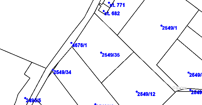 Parcela st. 2549/35 v KÚ Bochov, Katastrální mapa
