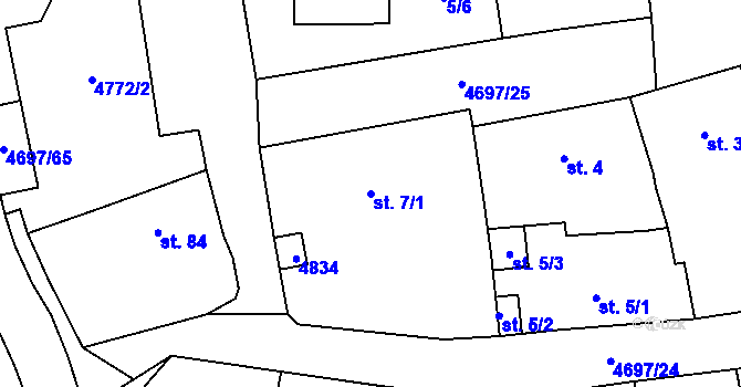 Parcela st. 7/1 v KÚ Bochov, Katastrální mapa