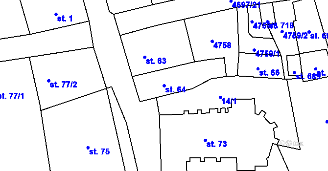 Parcela st. 64 v KÚ Bochov, Katastrální mapa