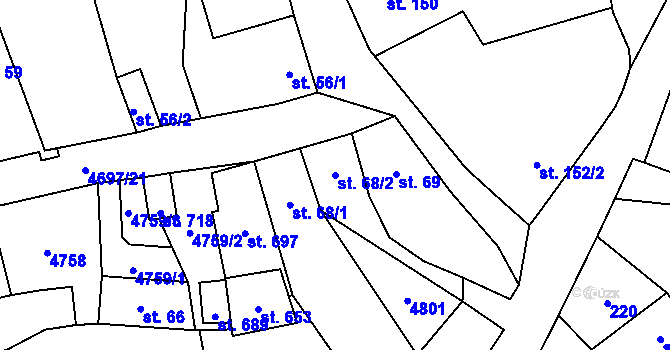 Parcela st. 68/2 v KÚ Bochov, Katastrální mapa