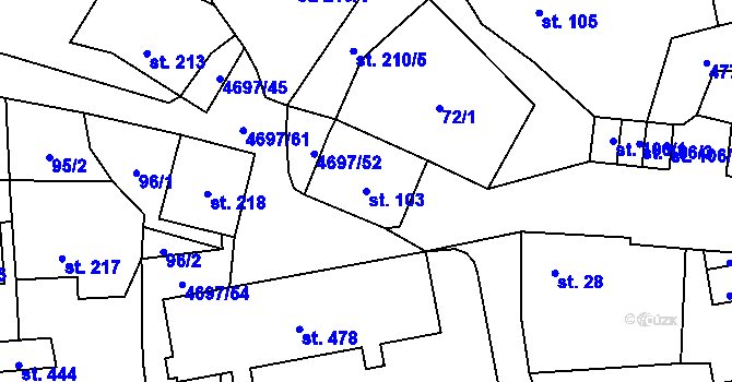 Parcela st. 103 v KÚ Bochov, Katastrální mapa