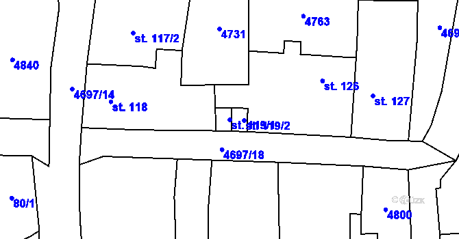 Parcela st. 119/1 v KÚ Bochov, Katastrální mapa