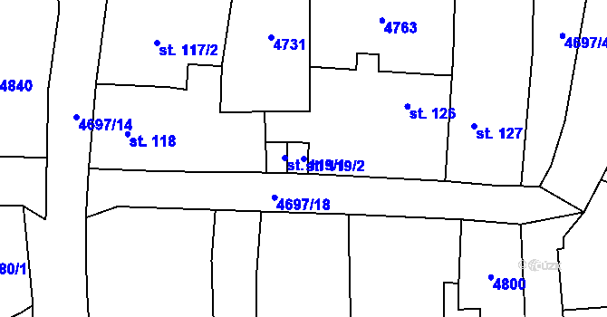 Parcela st. 119/2 v KÚ Bochov, Katastrální mapa