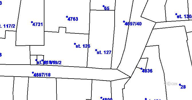 Parcela st. 127 v KÚ Bochov, Katastrální mapa