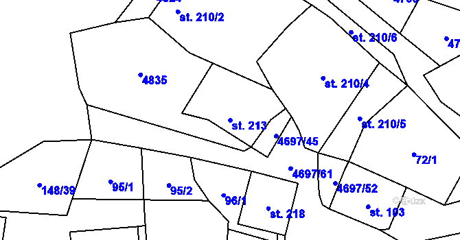 Parcela st. 213 v KÚ Bochov, Katastrální mapa