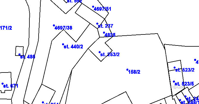 Parcela st. 253/2 v KÚ Bochov, Katastrální mapa