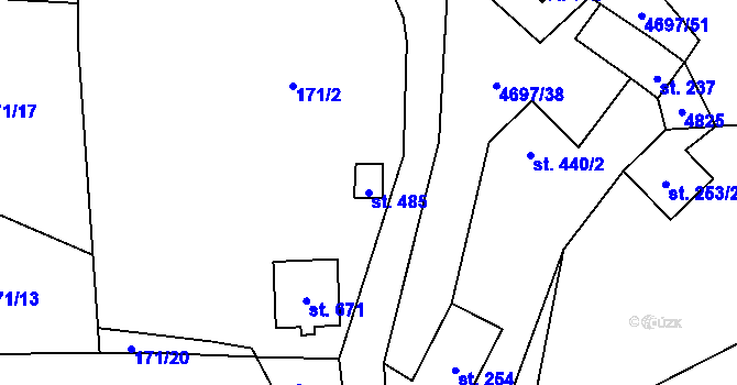 Parcela st. 485 v KÚ Bochov, Katastrální mapa
