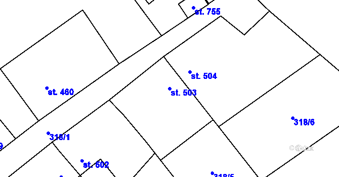 Parcela st. 503 v KÚ Bochov, Katastrální mapa