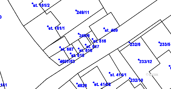 Parcela st. 617 v KÚ Bochov, Katastrální mapa