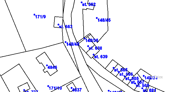Parcela st. 638 v KÚ Bochov, Katastrální mapa