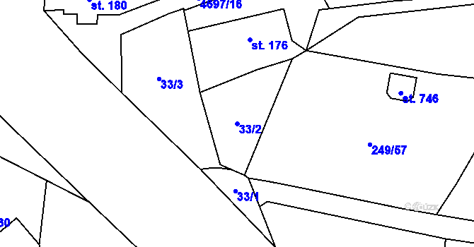 Parcela st. 33/2 v KÚ Bochov, Katastrální mapa