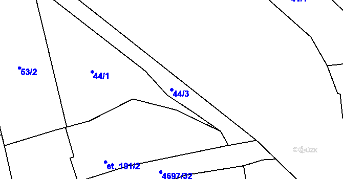 Parcela st. 44/3 v KÚ Bochov, Katastrální mapa