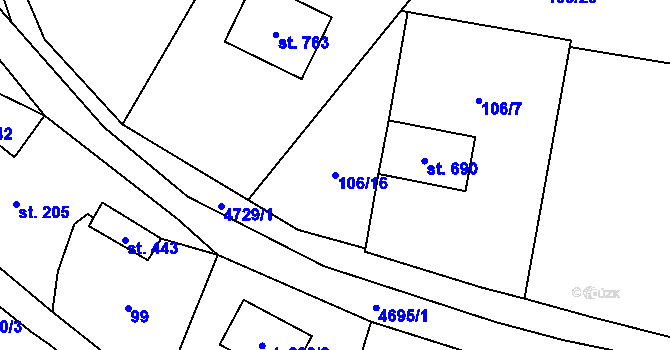 Parcela st. 106/16 v KÚ Bochov, Katastrální mapa