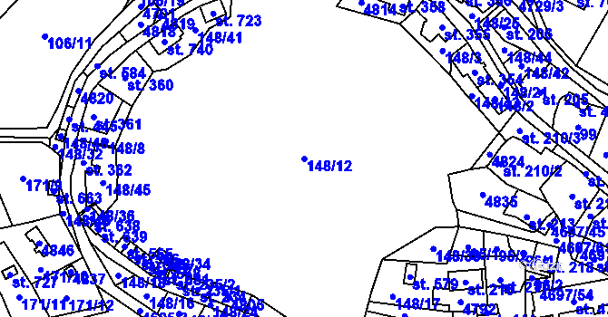 Parcela st. 148/12 v KÚ Bochov, Katastrální mapa