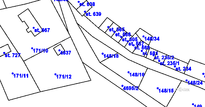 Parcela st. 148/18 v KÚ Bochov, Katastrální mapa