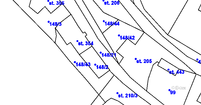 Parcela st. 148/21 v KÚ Bochov, Katastrální mapa