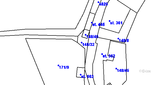 Parcela st. 148/32 v KÚ Bochov, Katastrální mapa