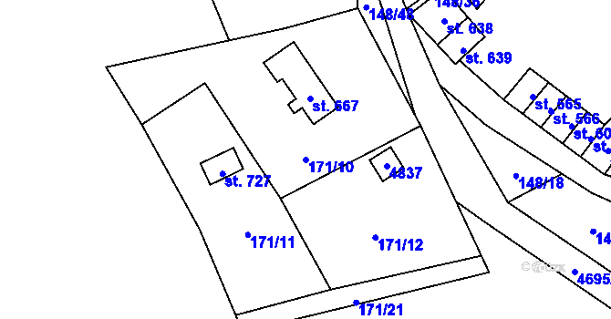 Parcela st. 171/10 v KÚ Bochov, Katastrální mapa