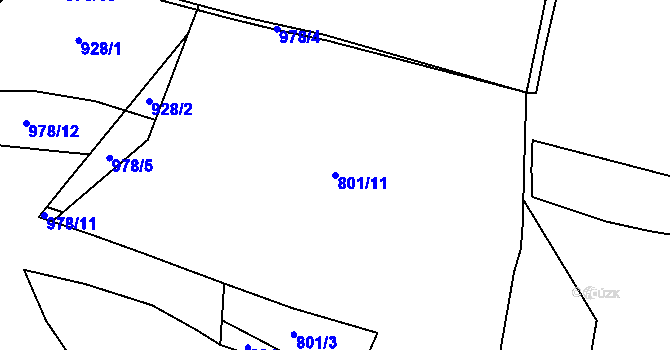 Parcela st. 801/11 v KÚ Bochov, Katastrální mapa