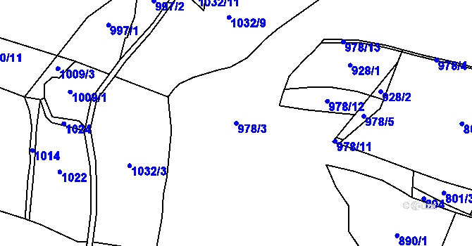 Parcela st. 978/3 v KÚ Bochov, Katastrální mapa
