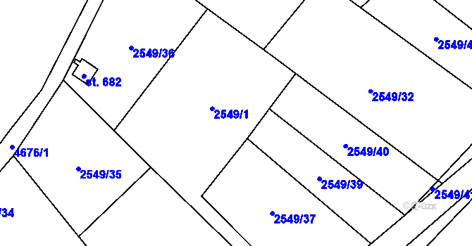 Parcela st. 2549/1 v KÚ Bochov, Katastrální mapa