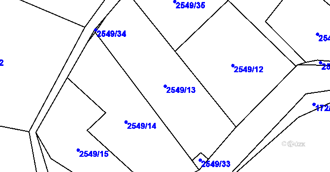 Parcela st. 2549/13 v KÚ Bochov, Katastrální mapa