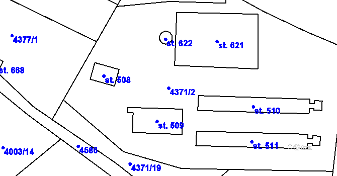 Parcela st. 4371/2 v KÚ Bochov, Katastrální mapa