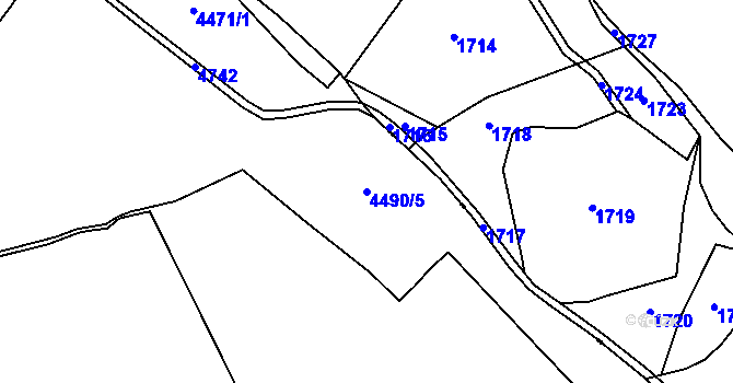 Parcela st. 4490/5 v KÚ Bochov, Katastrální mapa